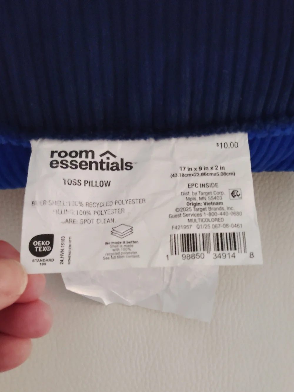 Target Room Essentials Navy Blue Pillow Set - Square & Half Moon 2-Piece Lot